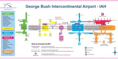 IAH हवाई अड्डे के टर्मिनल का नक्शा