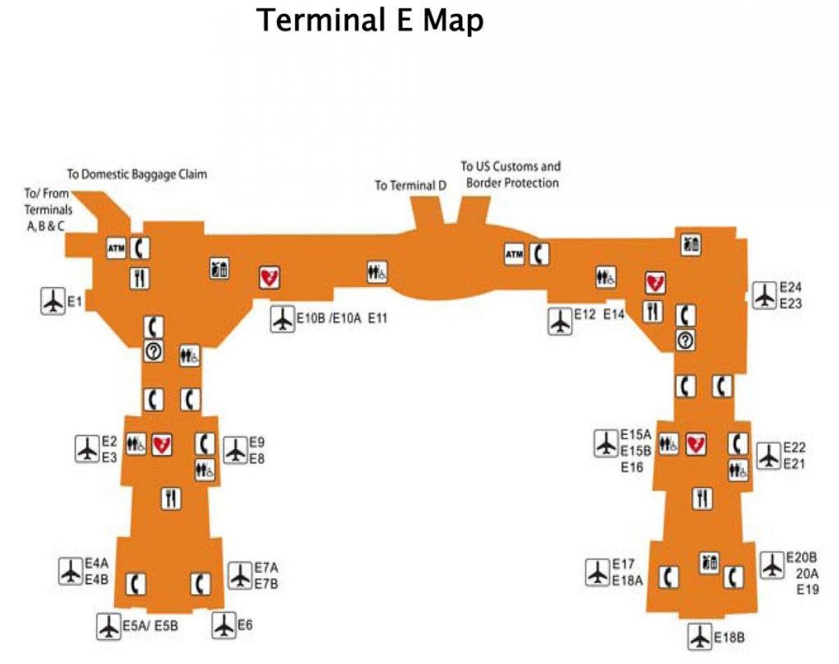 ह्यूस्टन हवाई अड्डे के टर्मिनल ई का नक्शा