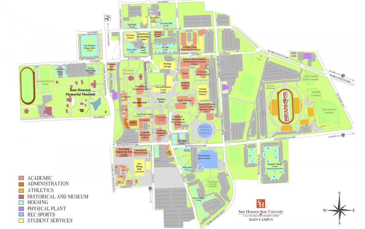 ह्यूस्टन विश्वविद्यालय के मानचित्र