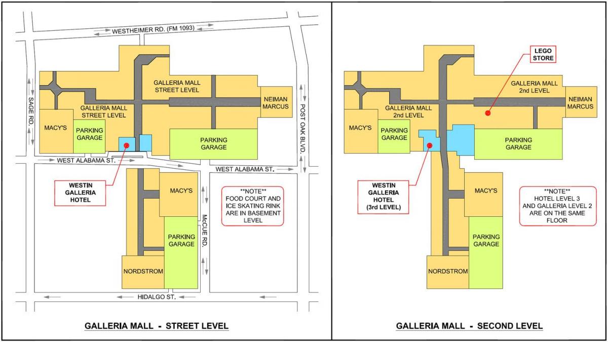 ह्यूस्टन गैलेरिया मॉल नक्शे