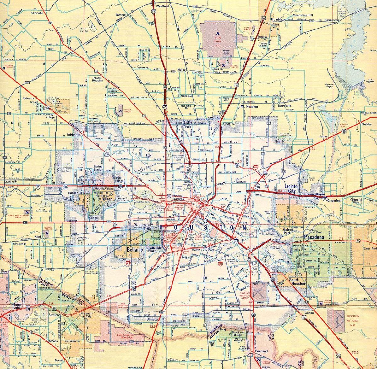 नक्शा ह्यूस्टन के freeways