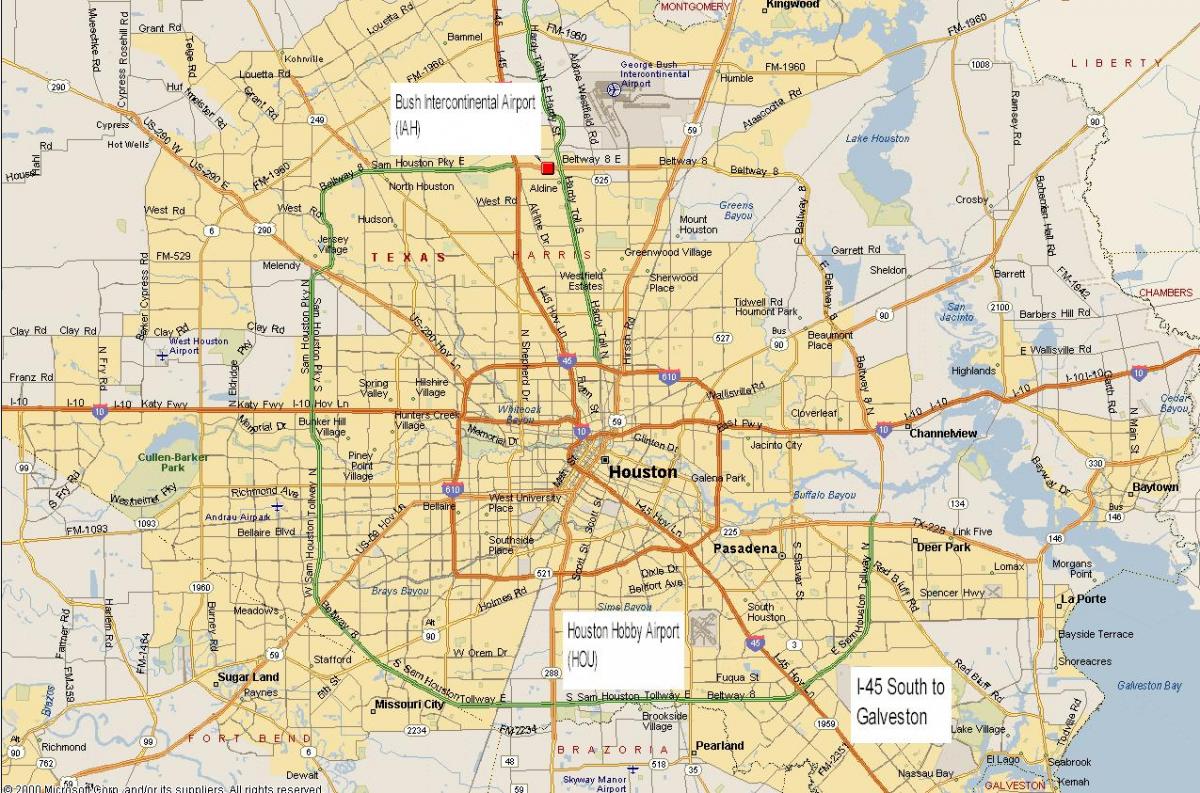 नक्शे के ह्यूस्टन मेट्रो क्षेत्र