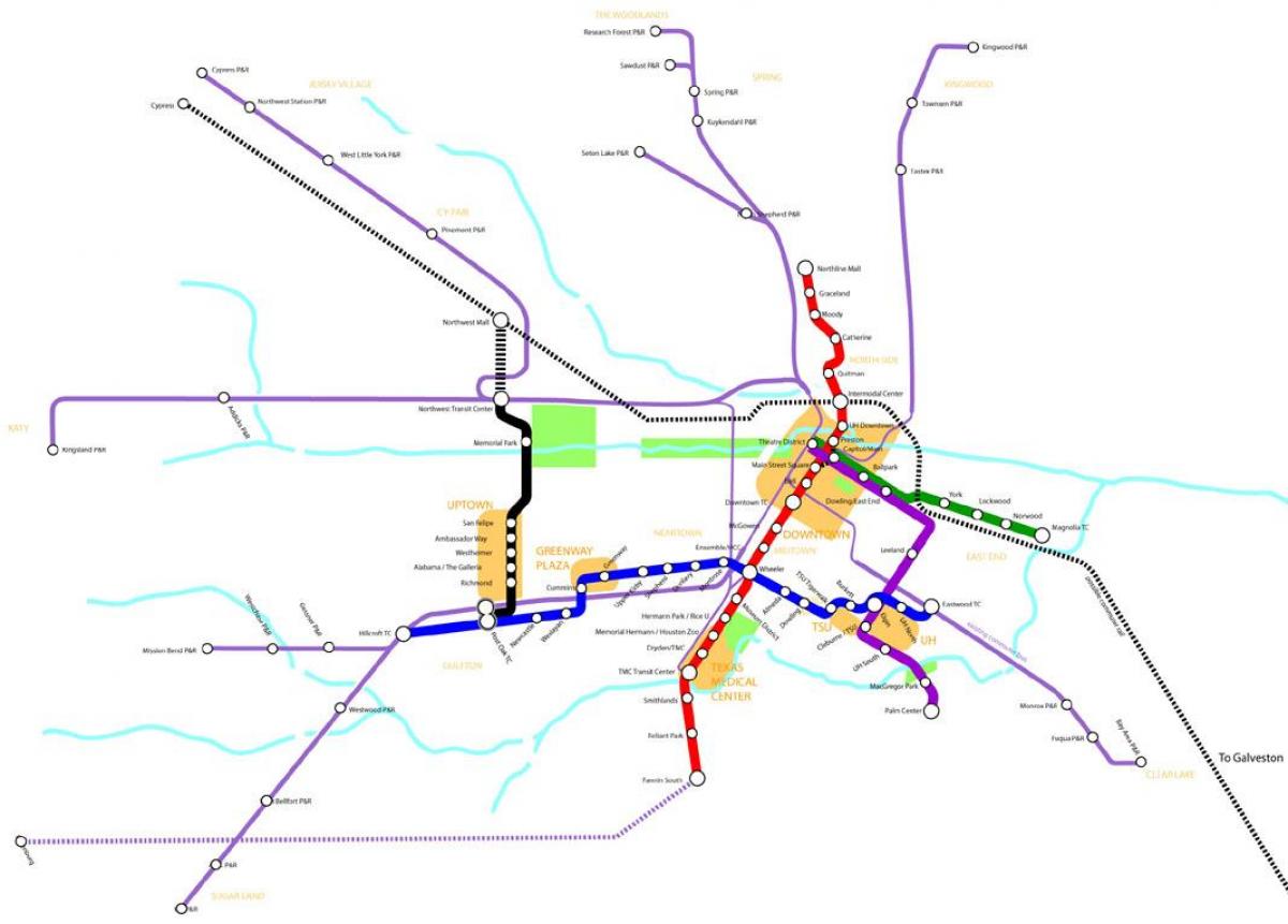मेट्रो रेल ह्यूस्टन नक्शा